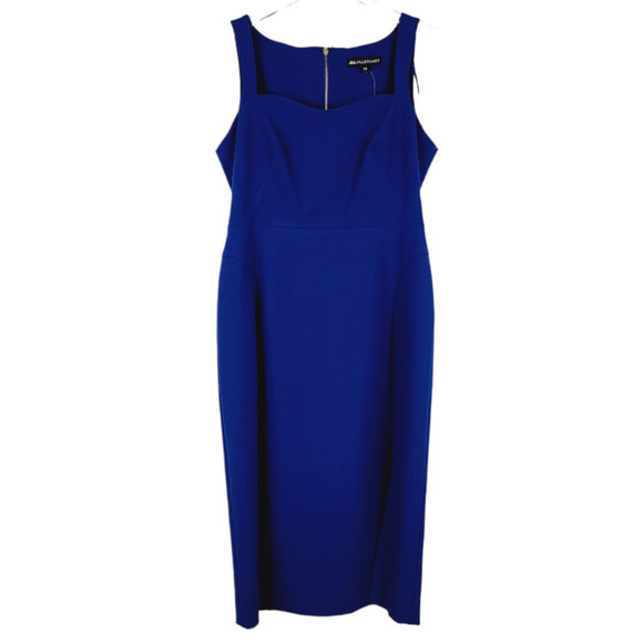 Jill Stuart Sweetheart Blue Sapphire Midi Sheath Dress Size 10 NEW High Slit - Picture 2 of 11